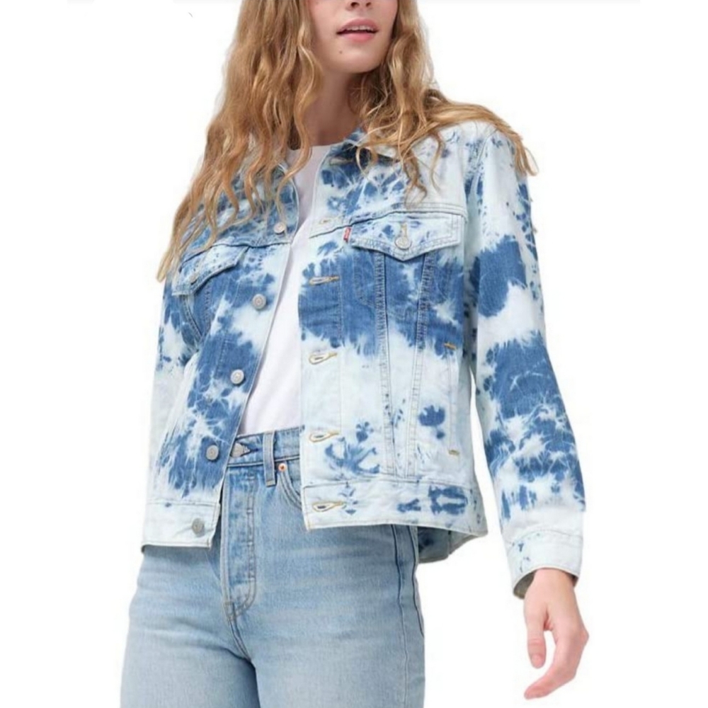 LEVI'S Cloudy Daze Ex-Boyfriend Tie Dye trucker Jacket 2X - Picture 1 of 3